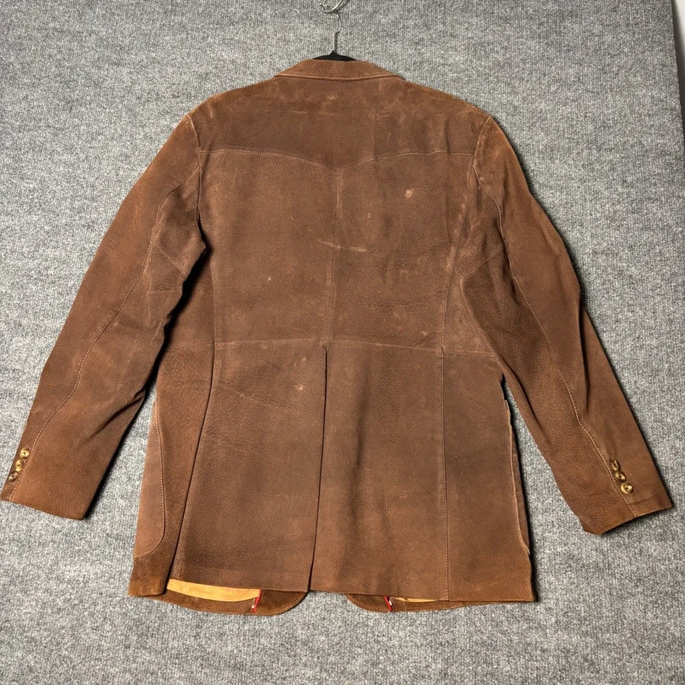 Vintage Silton Mens 40 Brown Suede Leather Western Blazer Jacket Sport Coat - Picture 2 of 16